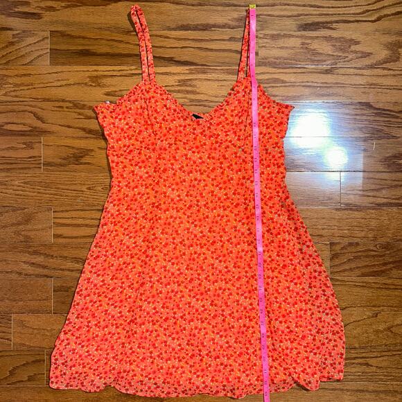 NWT Wild Fable Chiffon Vibrant Orange Floral Slip Mini Dress Size Medium - Picture 14 of 14